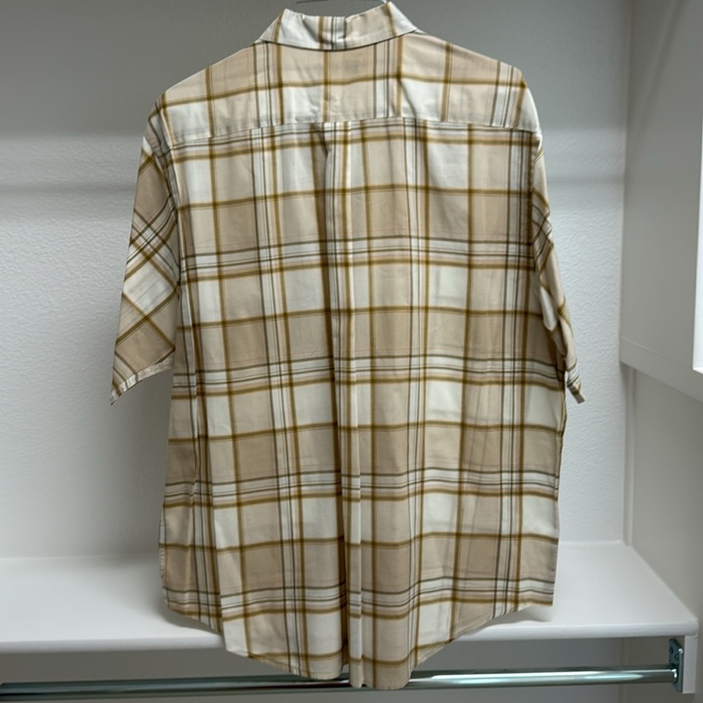 Turnbury Men’s XL‎ Short Sleeve Button Down Tan Plaid Dress Shirt 100% Cotton - Picture 9 of 14